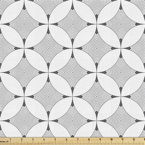 Geometric Fabric by the Yard Upholstery Modern Repeating Rounds with Hatched Motifs Pattern in ...