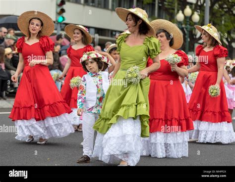 Funchal; Madeira; Portugal - April 22; 2018: A group of people in ...