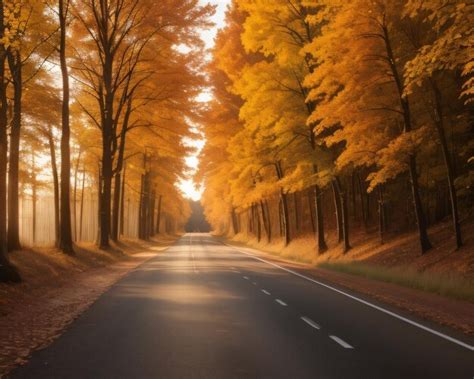 Premium AI Image | Road in the autumn forest