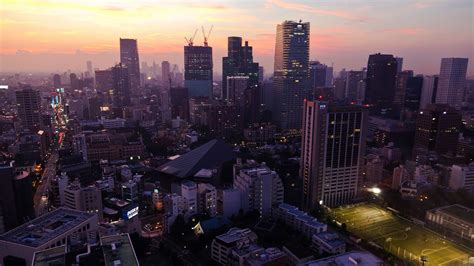 Aerial photo of cityscape, Tokyo, sunset HD wallpaper | Wallpaper Flare