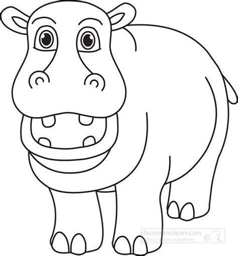 Hippopotamus Clipart-hippo black white outline clipart