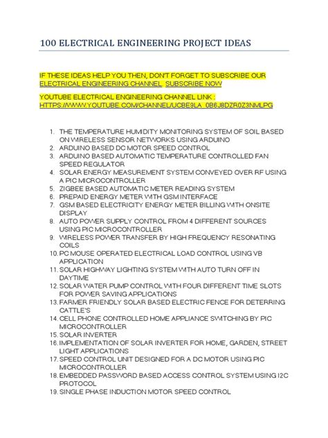 100 Electrical Engineering Project Ideas New | PDF | Direct Current ...