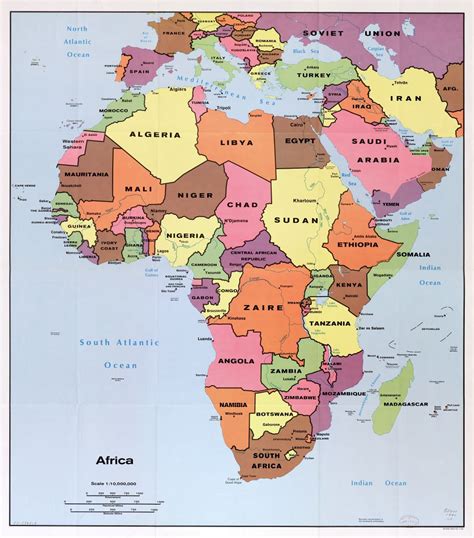 Large scale detail political map of Africa with the marks of capital cities, large cities and ...