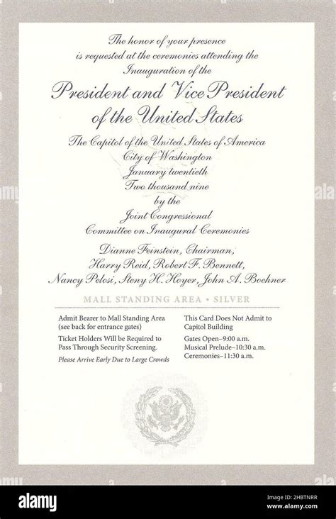 Public invitation to inaugural ceremony hi-res stock photography and images - Alamy