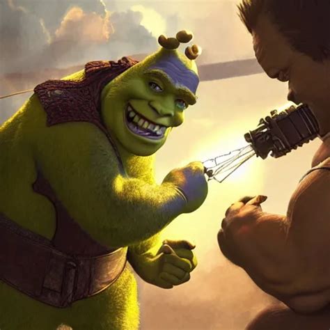 shrek fighting against muscular senator armstrong on a | Stable ...