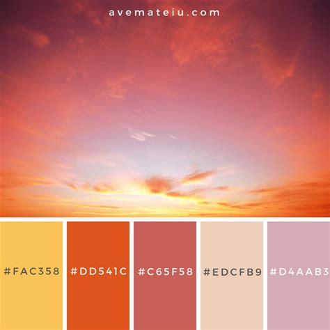 Classic Sunset Color Palette #330 – Ave Mateiu | Sunset color palette, Sunset colors, Sunrise colors