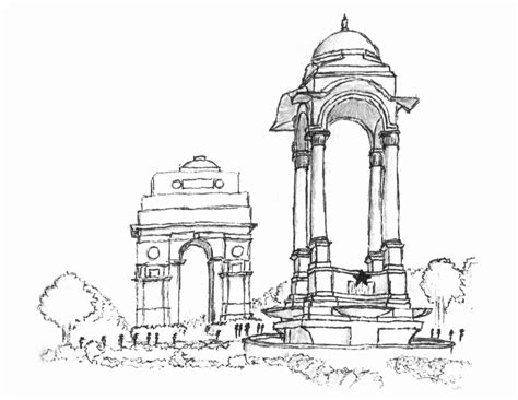 India Gate Sketch at PaintingValley.com | Explore collection of India Gate Sketch