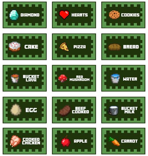 Minecraft Food Labels - 10 Free PDF Printables | Printablee