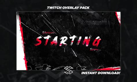 Twitch Overlay Pack Red Grunge Twitch Pack Instant Download - Etsy