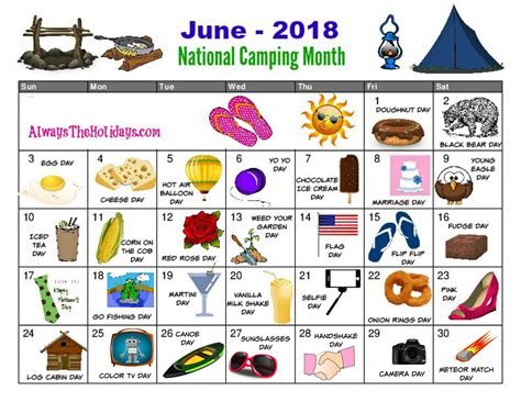 june national day calendar printable father s day camping and fun ...