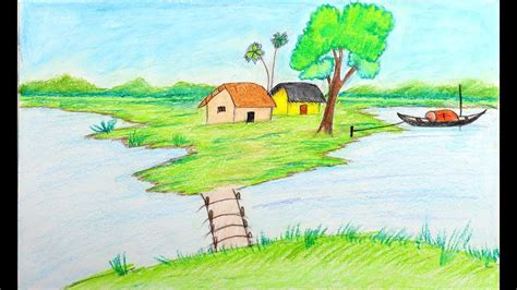 Unique Simple Landscapes To Draw Sketches for Kids | Sketch Art Drawing