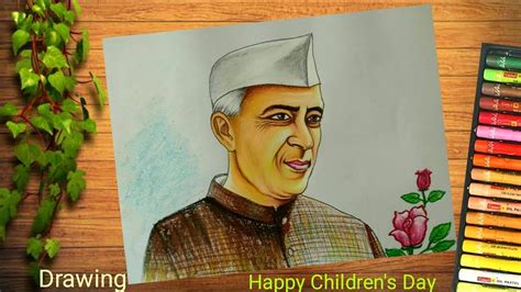 Jawaharlal nehru drawing ||happy children'ys day drawing competition ...