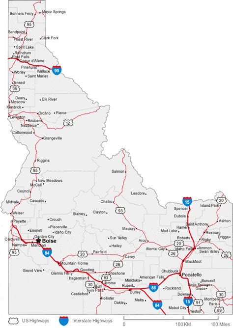 Idaho Map Cities Towns - Loree Ranique