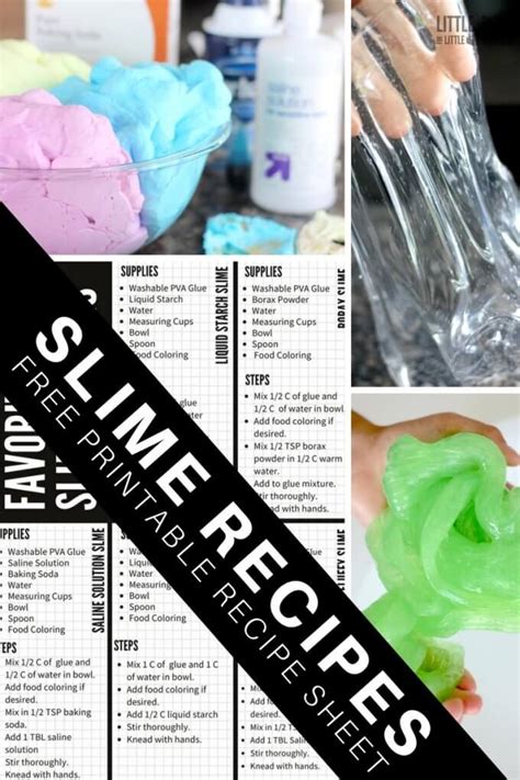 Printable Slime Recipes for Kids Science Activities