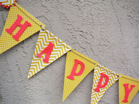 Yellow BIRTHDAY BANNER with Red Lettering Yellow Birthday Party Banner ...