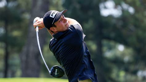 Viktor Hovland of Norway plays a stroke from the No. 3 tee during ...