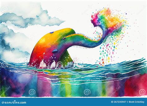 Colourful Rainbow Nessie the Loch Ness Monster Watercolor Painting ...