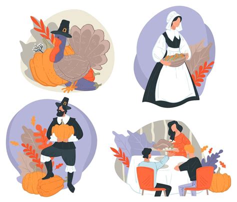 Family celebration of thanksgiving day vector 17757467 Vector Art at ...