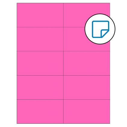 4.25" x 2.2" Fluorescent Pink Rectangular Sheet Labels - Removable Adhesive - Style 810 - Smith ...