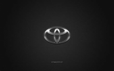 Toyota logo, silver logo, gray carbon fiber background, Toyota metal emblem, HD wallpaper | Peakpx