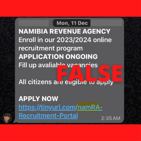 No, NamRA not recruiting via viral WhatsApp post - Namibia Fact Check