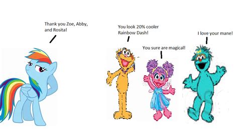 Zoe, Abby, and Rosita Complement Rainbow Dash by andrewteel213 on DeviantArt