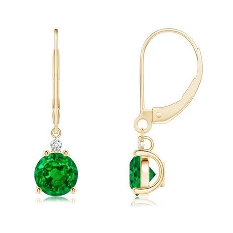 Emerald and Diamond Leverback Drop Earrings | Angara