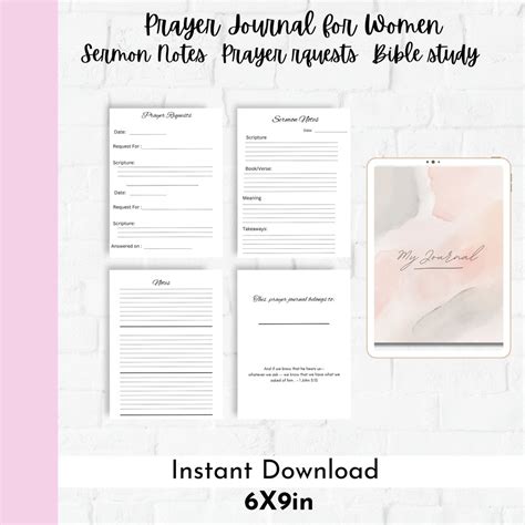 Prayer Journal Printable Bible Study Guide Gratitude Journal Digital Bible Study Journal ...