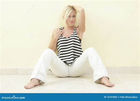 Woman in a sitting pose stock image. Image of cute, yellow - 14797865