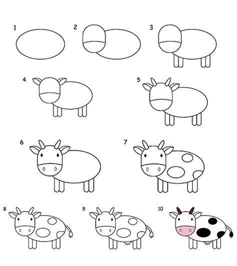 Cow Drawing Easy Step By Step at Drawing Tutorials