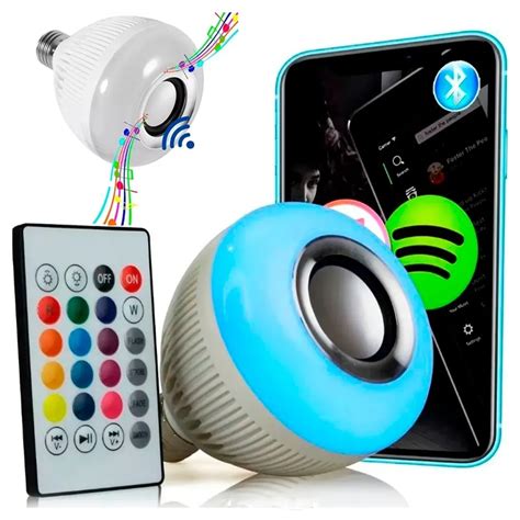 Lampada Musical Caixa Som 12w Bluetooth Luz Led RGB com Controle ...