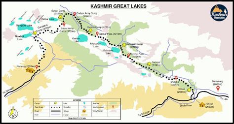 Traverse the High Altitudes of Kashmir Himalaya - Kashmir Great Lakes trek Map