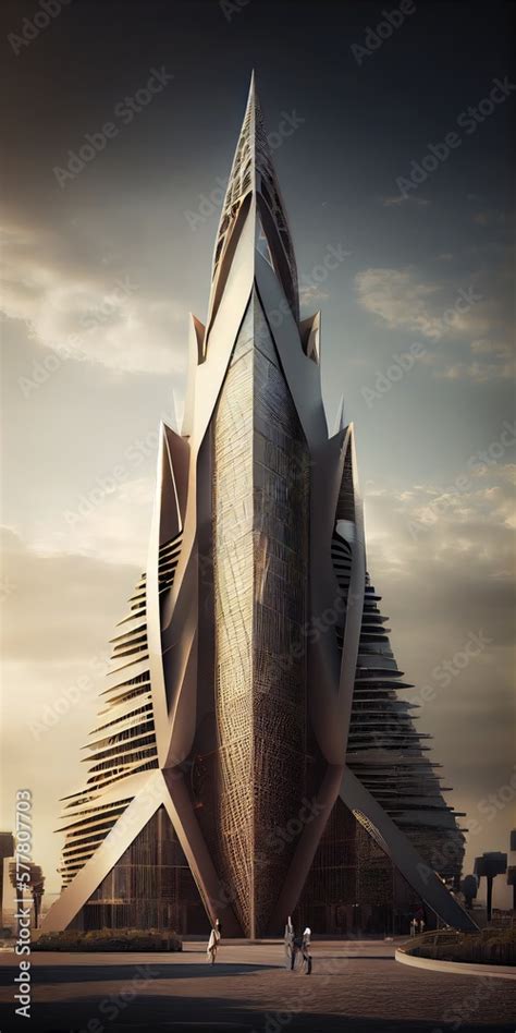 Futuristic concept design of a modern tower, tall building of the ...