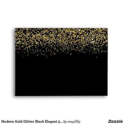 Modern Gold Glitter Black Elegant 5x7 Envelope