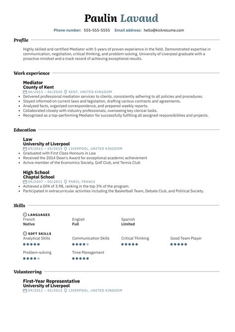 Original Mediator Resume Example | Kickresume