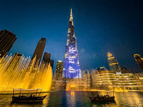 The Dubai Fountain Show on Burj Khalifa Lake, in Downtown Dubai, United ...