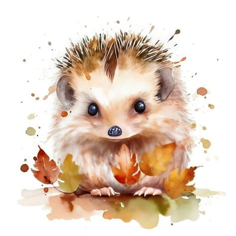 Premium AI Image | Watercolor hedgehog