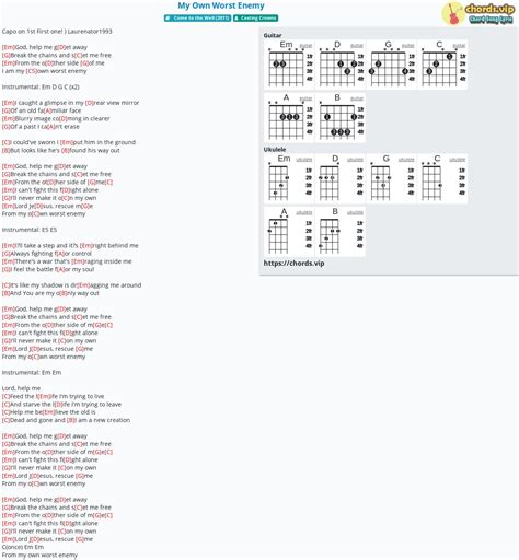 Chord: My Own Worst Enemy - Casting Crowns - tab, song lyric, sheet ...
