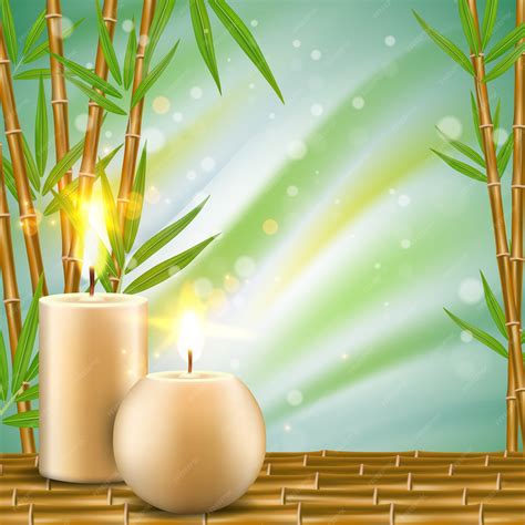 Premium Vector | Spa background with bamboo and aroma candles