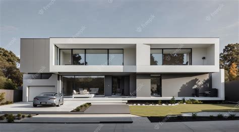 Premium AI Image | Photo high grey house for large family with grey modern house exterior