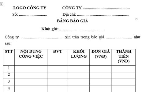 Mẫu Báo giá sản phẩm, hàng hóa mới nhất 2023? Bảng báo giá sản phẩm ...