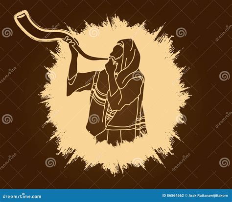 Blowing the Shofar Sheep Kudu Horn Stock Vector - Illustration of jewish, branding: 86564662