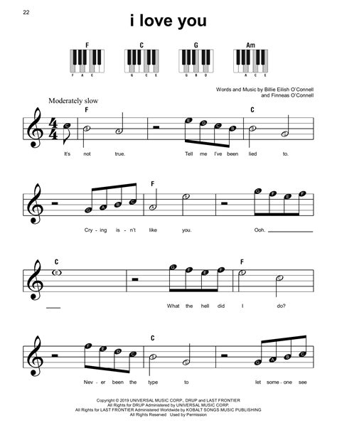 i love you Sheet Music | Billie Eilish | Super Easy Piano