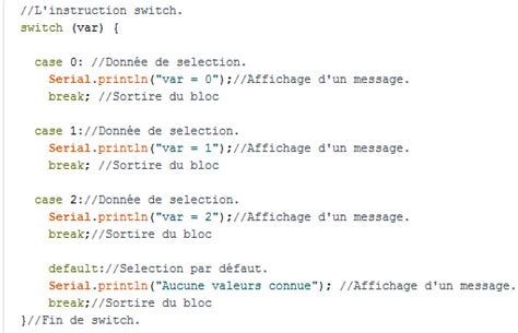 switch() { case: } - PlaisirArduino