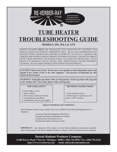 tube heater troubleshooting guide