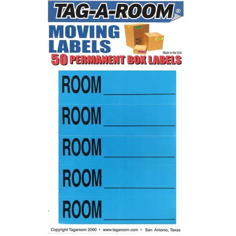 Color Coded Moving Box Labels (Room Blank Blue)