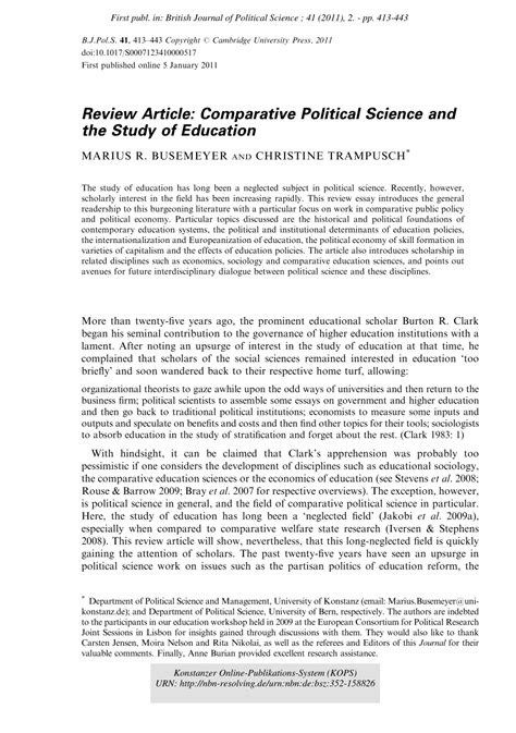 (PDF) Review Article: Comparative Political Science and the Study of ...