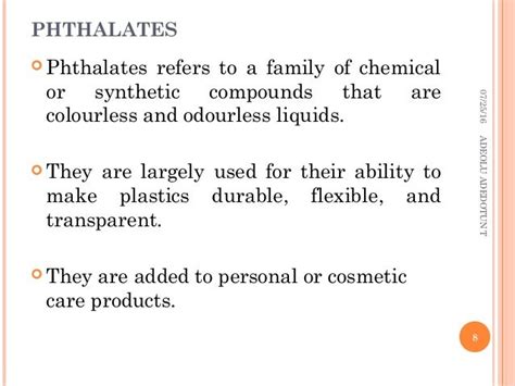 PHTHALATES IN COSMETICS: RISK ON THE HEALTH AND ENVIRONMENT