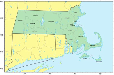 Counties Map of Massachusetts - MapSof.net