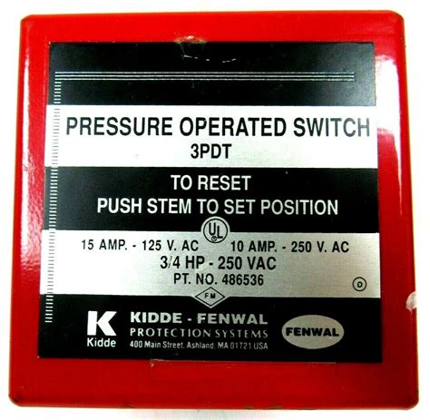 NEW KIDDE FENWAL 486536 PRESSURE SWITCH 3PDT - SB Industrial Supply, Inc.